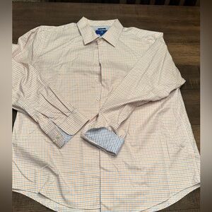 Egara Peach and White Checkered Button Down Shirt